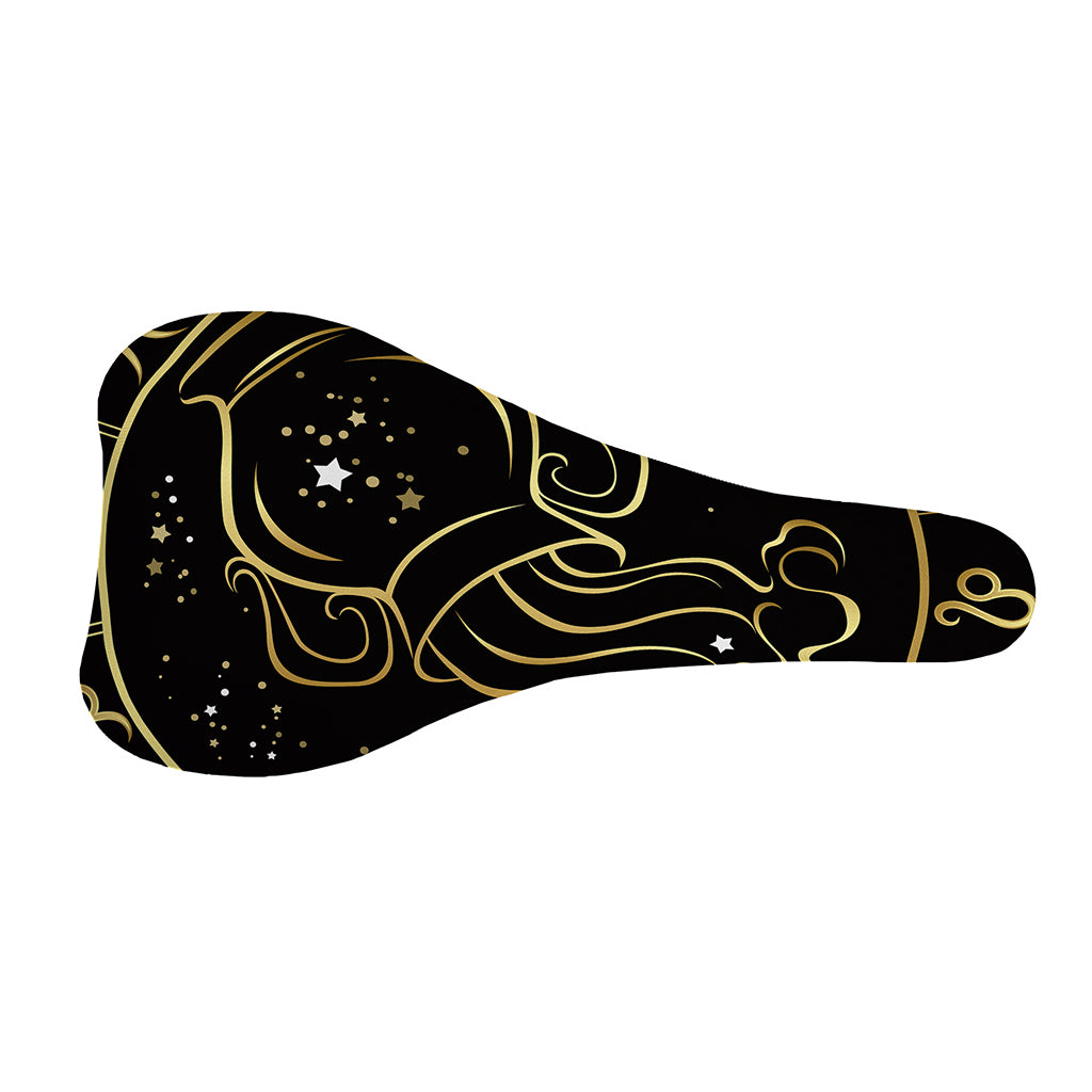 Gold And Black Aquarius Sign Print Bicycle Seat Cover
