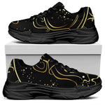 Gold And Black Aquarius Sign Print Black Chunky Shoes