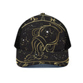 Gold And Black Aquarius Sign Print Black Mesh Trucker Hat