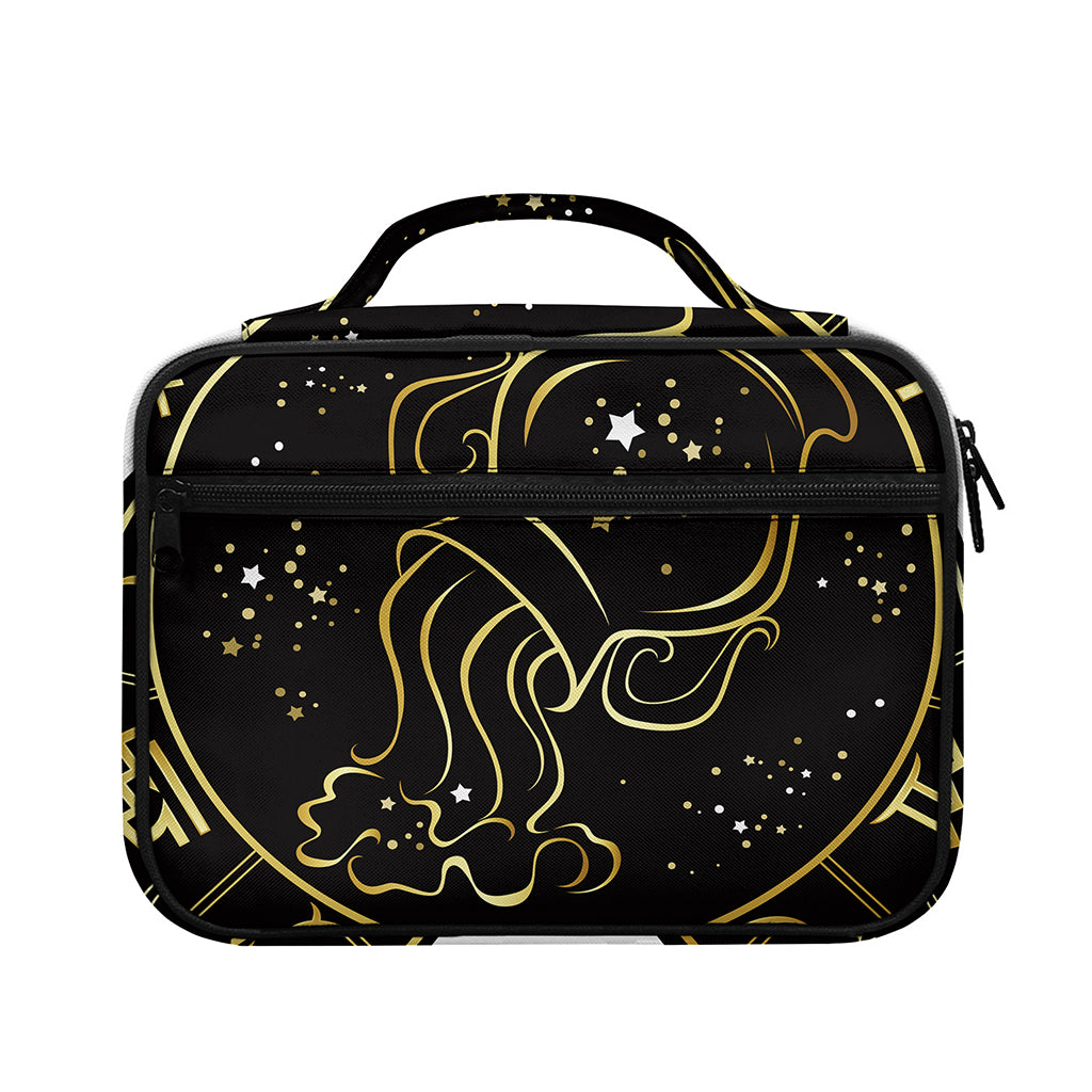 Gold And Black Aquarius Sign Print Briefcase Bible Bag