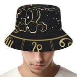 Gold And Black Aquarius Sign Print Bucket Hat