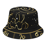 Gold And Black Aquarius Sign Print Bucket Hat