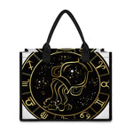 Gold And Black Aquarius Sign Print Canvas Tote Bag