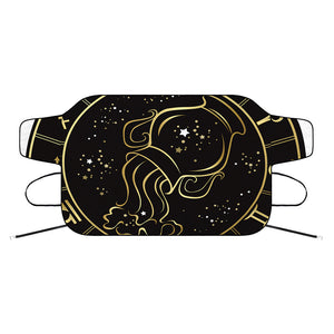 Gold And Black Aquarius Sign Print Car Windshield Snow Cover