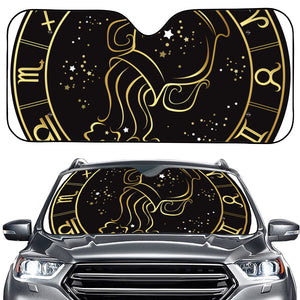 Gold And Black Aquarius Sign Print Car Windshield Sun Shade