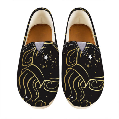 Gold And Black Aquarius Sign Print Casual Shoes