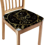 Gold And Black Aquarius Sign Print Chair Cushion Cover