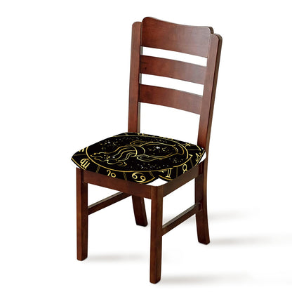Gold And Black Aquarius Sign Print Chair Cushion Cover