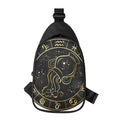 Gold And Black Aquarius Sign Print Sling Bag