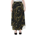 Gold And Black Aquarius Sign Print Chiffon Maxi Skirt