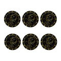Gold And Black Aquarius Sign Print Coaster Set