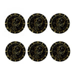 Gold And Black Aquarius Sign Print Coaster Set