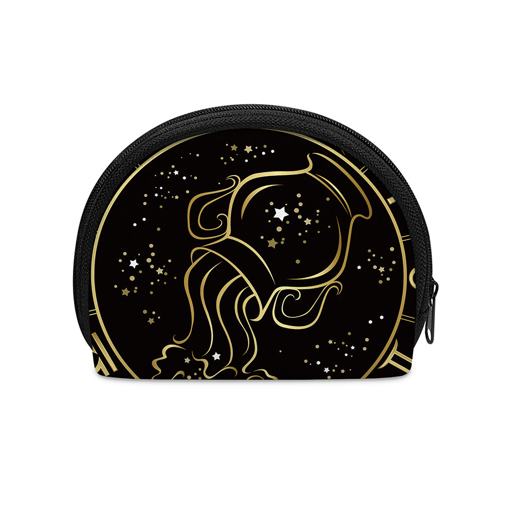 Gold And Black Aquarius Sign Print Coin Purse