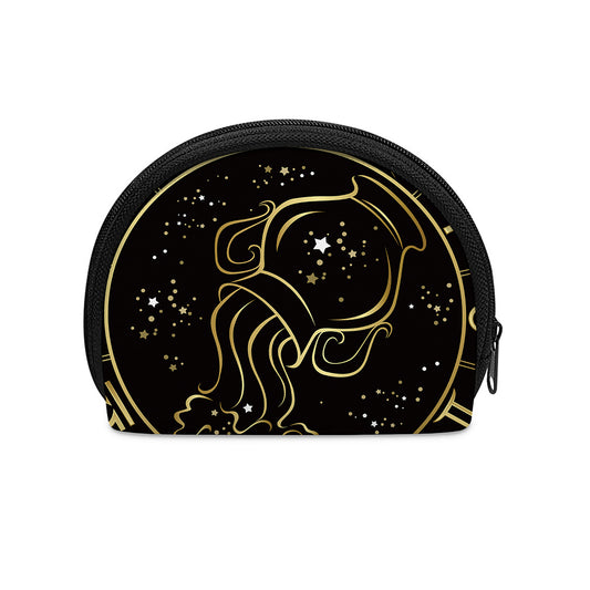 Gold And Black Aquarius Sign Print Coin Purse