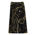 Gold And Black Aquarius Sign Print Cotton Front Slit Maxi Skirt