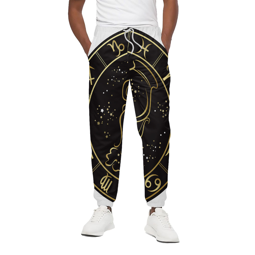 Gold And Black Aquarius Sign Print Cotton Pants