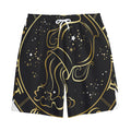 Gold And Black Aquarius Sign Print Cotton Shorts