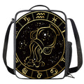 Gold And Black Aquarius Sign Print Crossbody Lunch Bag