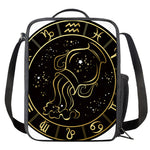 Gold And Black Aquarius Sign Print Crossbody Lunch Bag