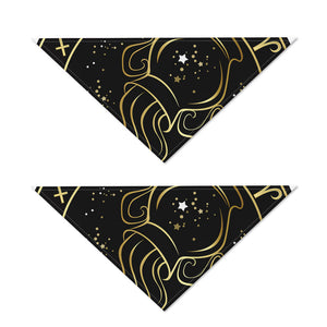 Gold And Black Aquarius Sign Print Dog Bandana