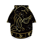 Gold And Black Aquarius Sign Print Dog Zip Up Hoodie
