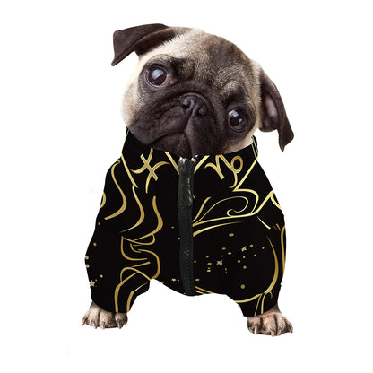 Gold And Black Aquarius Sign Print Dog Zip Up Jacket