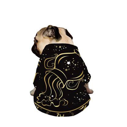 Gold And Black Aquarius Sign Print Dog Zip Up Jacket