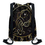 Gold And Black Aquarius Sign Print Drawstring Backpack