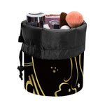 Gold And Black Aquarius Sign Print Drawstring Makeup Bag