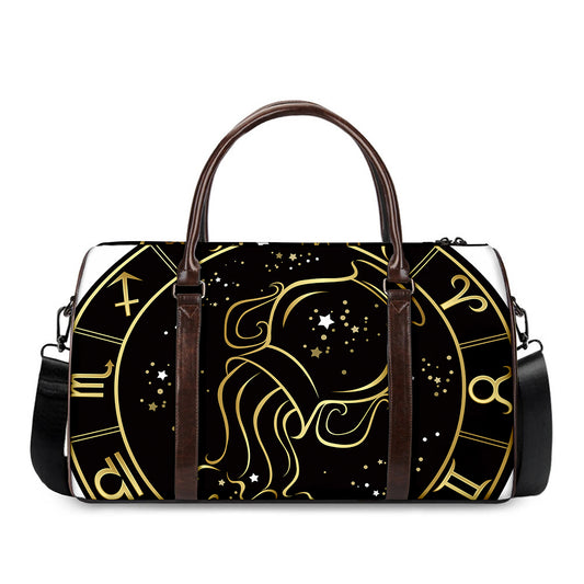 Gold And Black Aquarius Sign Print Duffle Bag