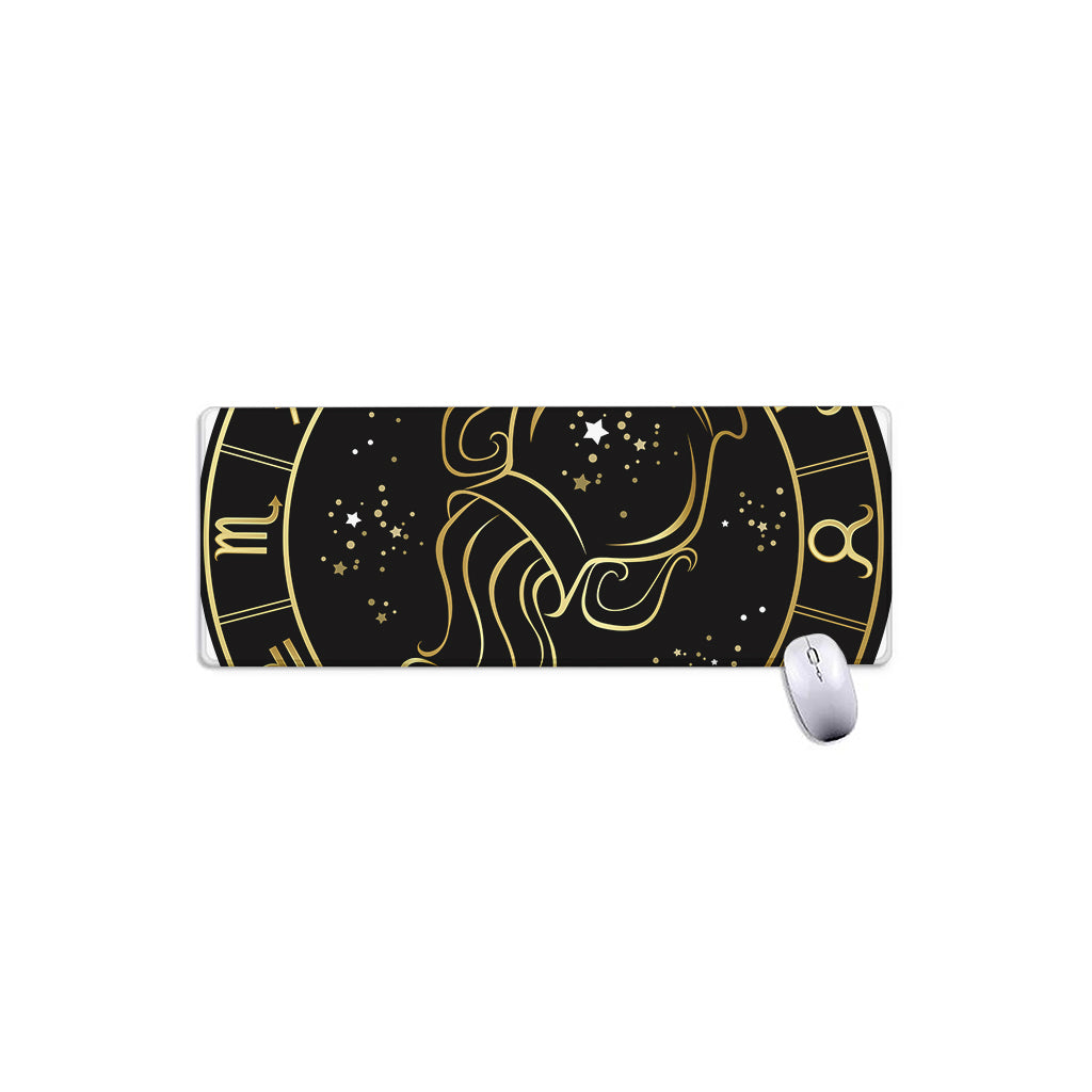 Gold And Black Aquarius Sign Print Extended Mouse Pad