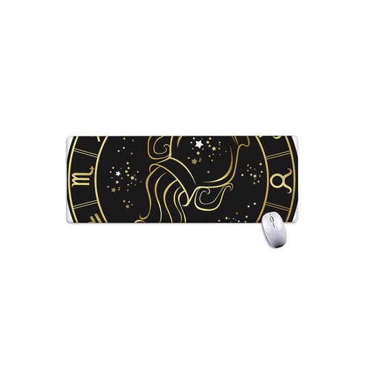Gold And Black Aquarius Sign Print Extended Mouse Pad