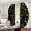 Gold And Black Aquarius Sign Print Extra Wide Grommet Curtains