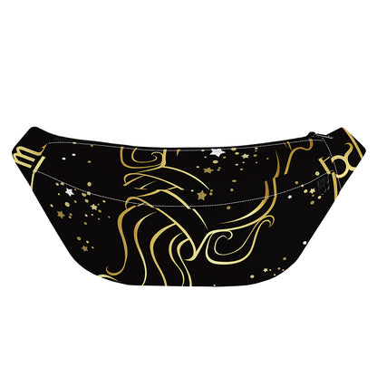 Gold And Black Aquarius Sign Print Fanny Pack