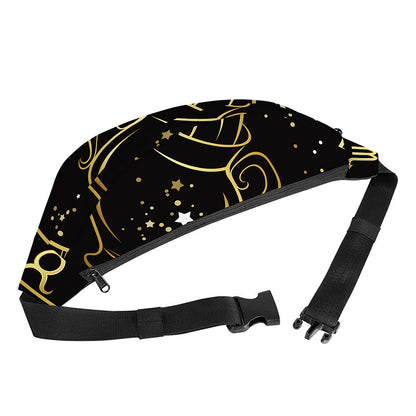 Gold And Black Aquarius Sign Print Fanny Pack