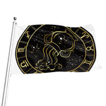 Gold And Black Aquarius Sign Print Flag