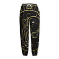 Gold And Black Aquarius Sign Print Fleece Lined Knit Pants