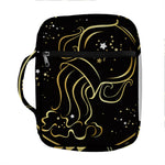 Gold And Black Aquarius Sign Print Front Pocket Bible Bag