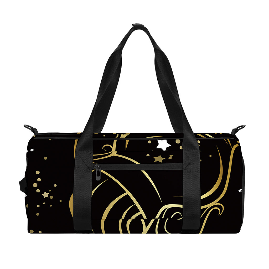 Gold And Black Aquarius Sign Print Gym Bag