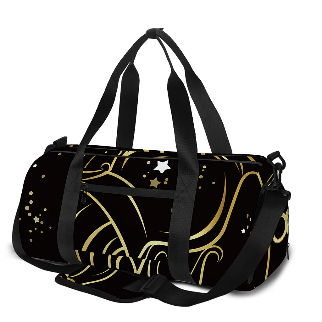 Gold And Black Aquarius Sign Print Gym Bag