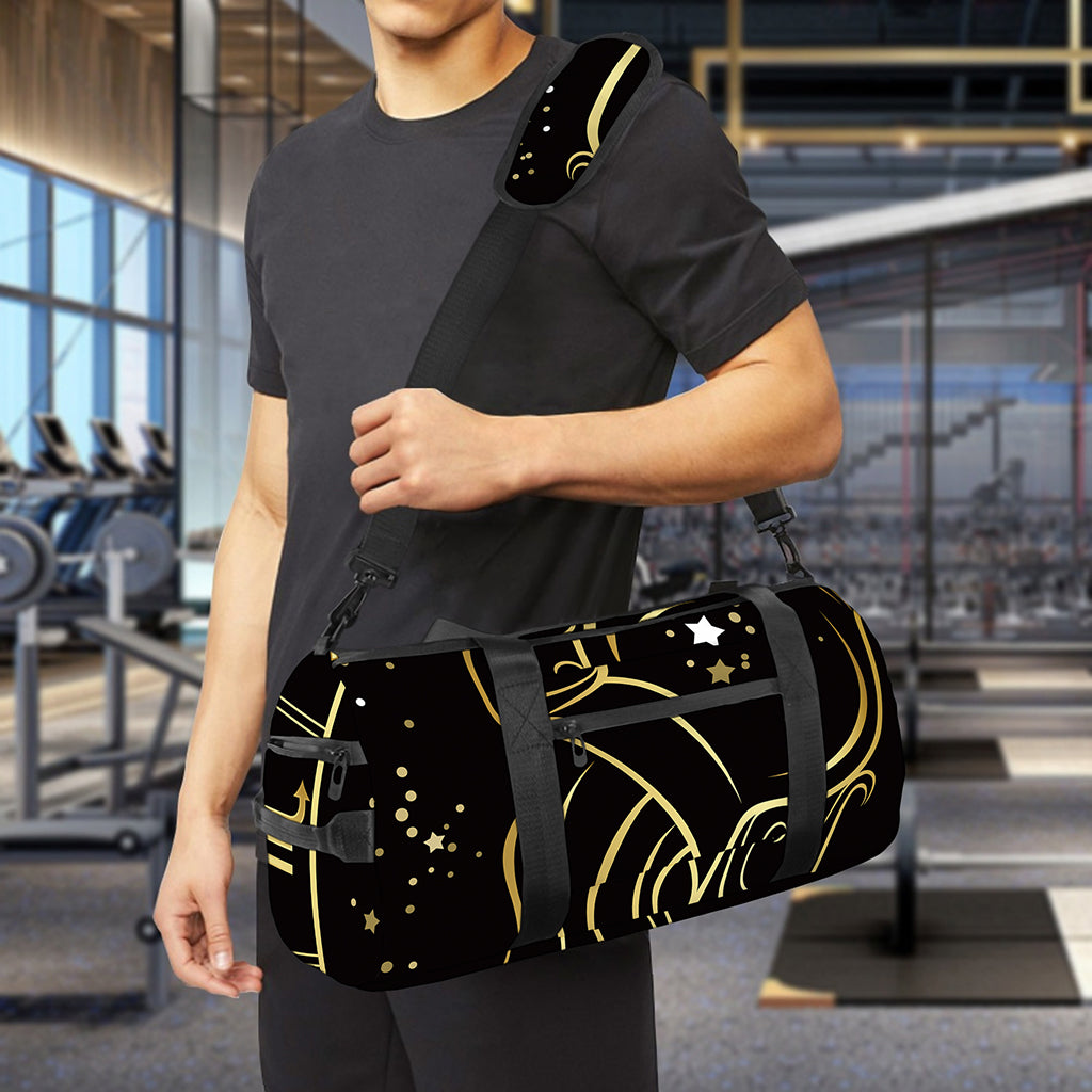 Gold And Black Aquarius Sign Print Gym Bag