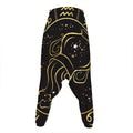 Gold And Black Aquarius Sign Print Hammer Pants
