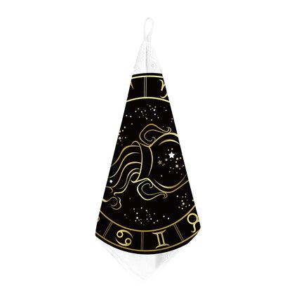Gold And Black Aquarius Sign Print Hand Towel