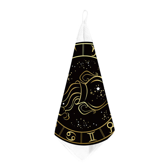 Gold And Black Aquarius Sign Print Hand Towel