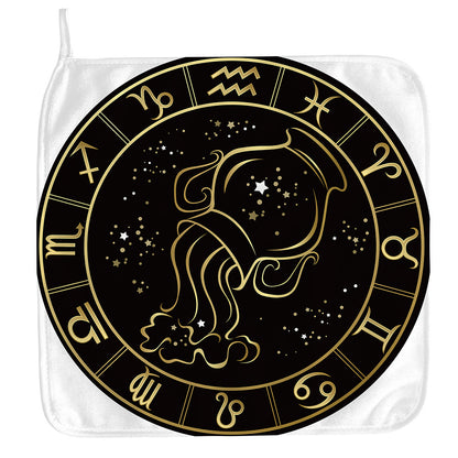 Gold And Black Aquarius Sign Print Hand Towel