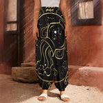 Gold And Black Aquarius Sign Print Harem Pants