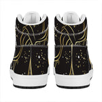 Gold And Black Aquarius Sign Print High Top Leather Sneakers