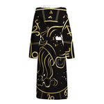 Gold And Black Aquarius Sign Print Hooded Bathrobe