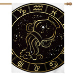 Gold And Black Aquarius Sign Print House Flag