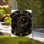 Gold And Black Aquarius Sign Print House Flag